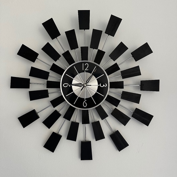 Vintage George Nelson Starburst Clock - Black and Silver - Wall Clock